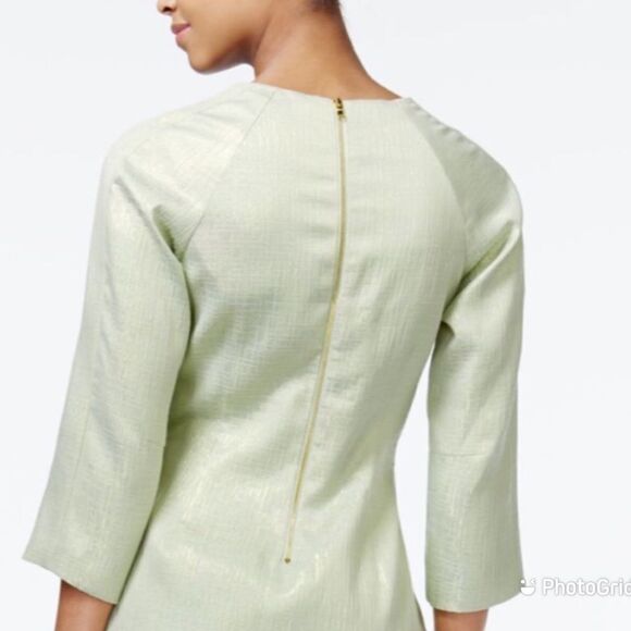 RACHEL ROY Mod Sheath Mini Dress Green Textured Shiny Retro 60s Green Size 4 New - Picture 6 of 15